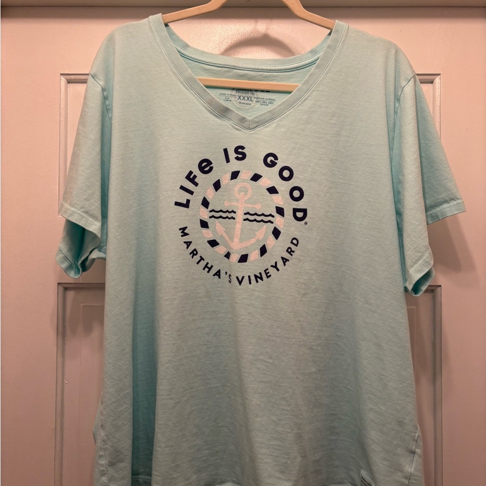 Life Is Good Light Blue Short Sleeve Tee
